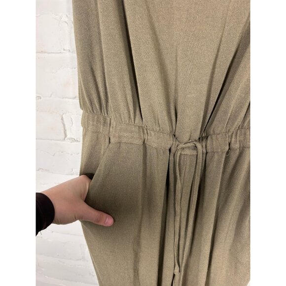 Olive green off-shoulder jumpsuit WITH POCKETS - Picture 7 of 8